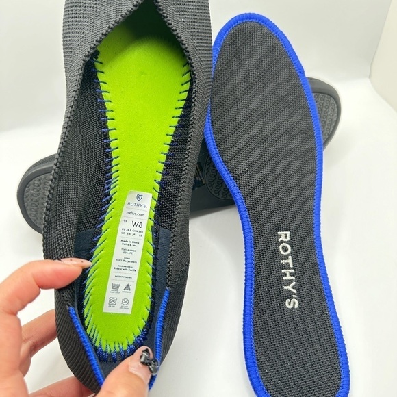 NEW Rothy’s The Flat Round Toe Knit Ballet Flat in Black Solid Women’s Sz 8 - Picture 9 of 10